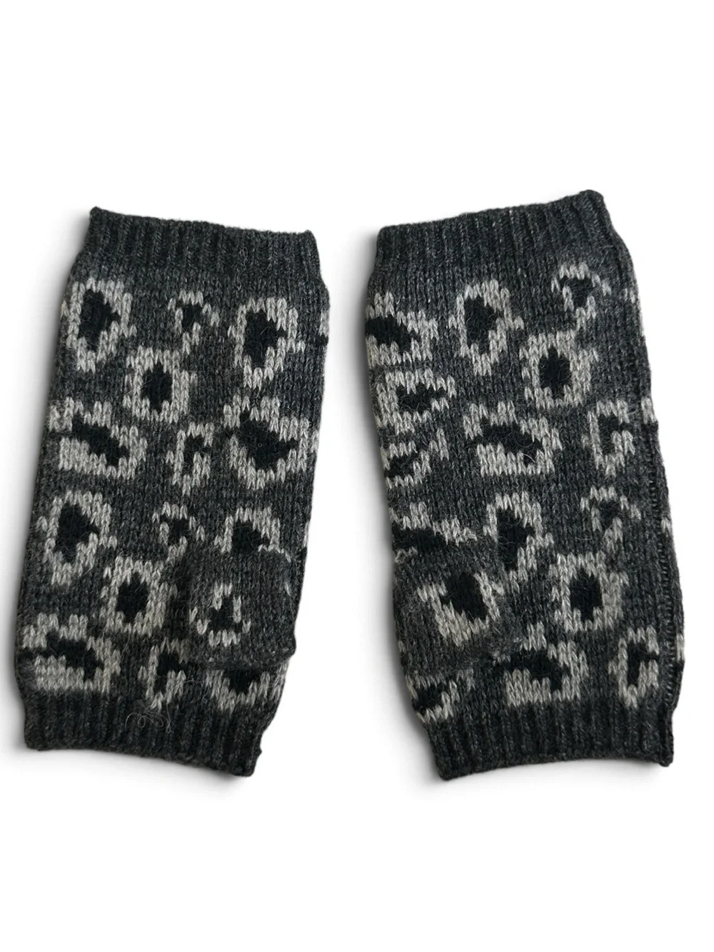 Portolano Leopard Print Wool Angora Cashmere Fingerless Gloves NWOT